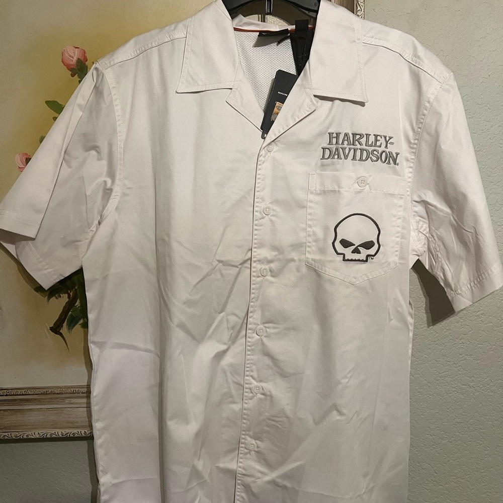 Harley-Davidson White Casual Button Down Shirt